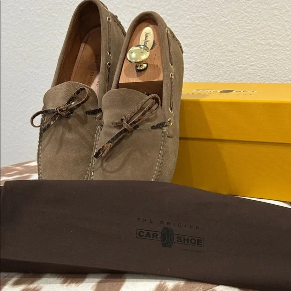 Brown Suede Loafers with Lace Detail - Picture 10 of 12